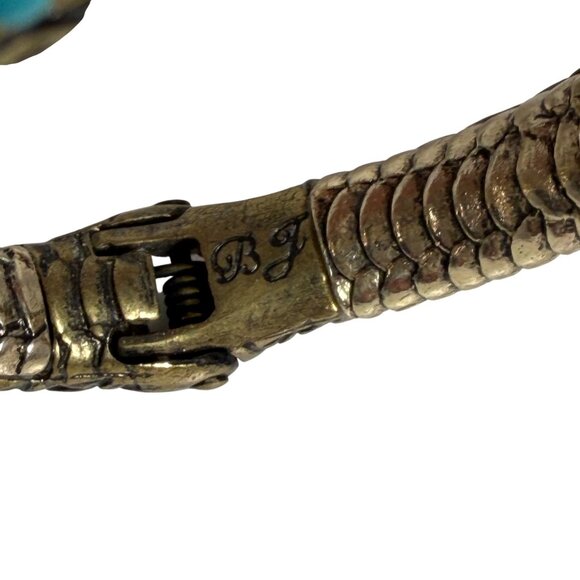 VTG Betsey Johnson Gold-Tone Crowned Snake Bracelet Faux Turquoise +Rhinestones - Picture 8 of 8